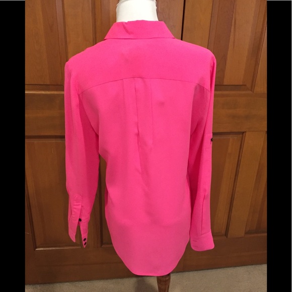 Madewell Silk Hot Pink Blouse - Picture 2 of 8